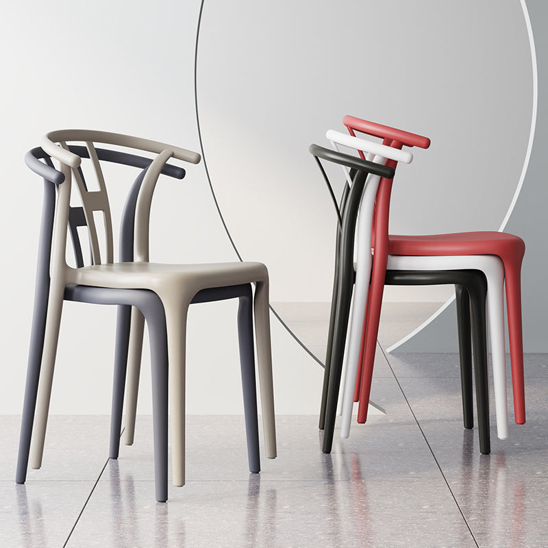Scandinavian Plastic Dining Room Chair Slat Back Stacking Side Chair