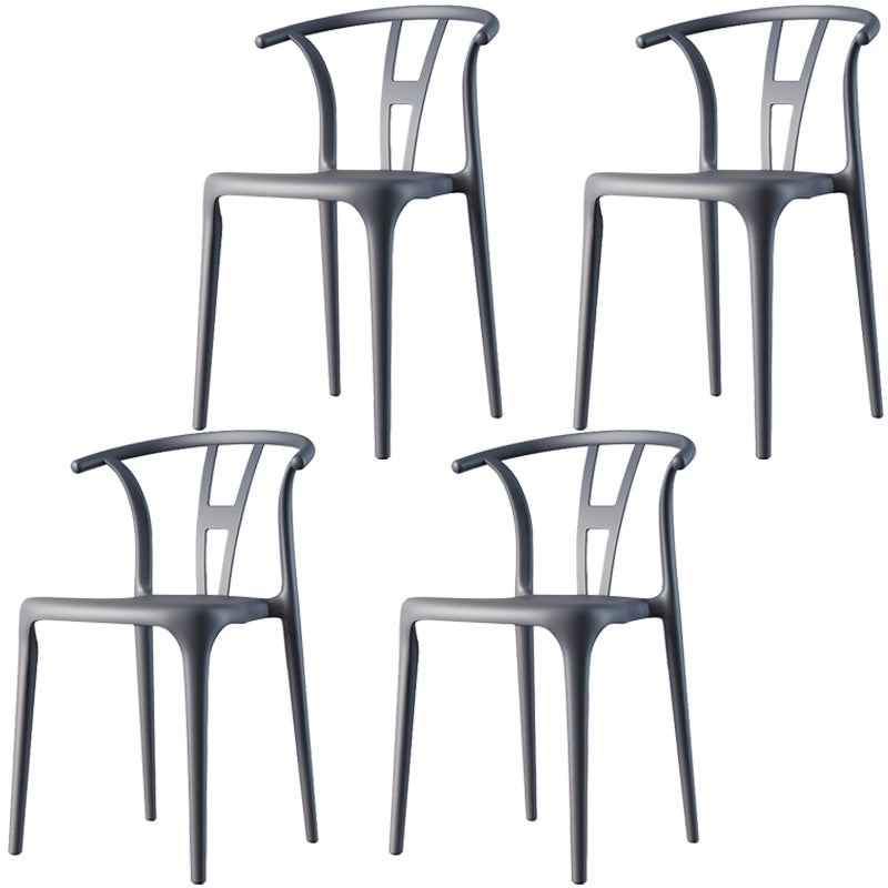 Scandinavian Plastic Dining Room Chair Slat Back Stacking Side Chair