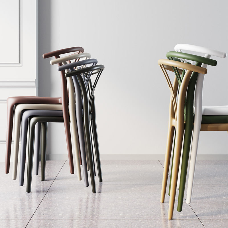 Scandinavian Plastic Dining Room Chair Slat Back Stacking Side Chair