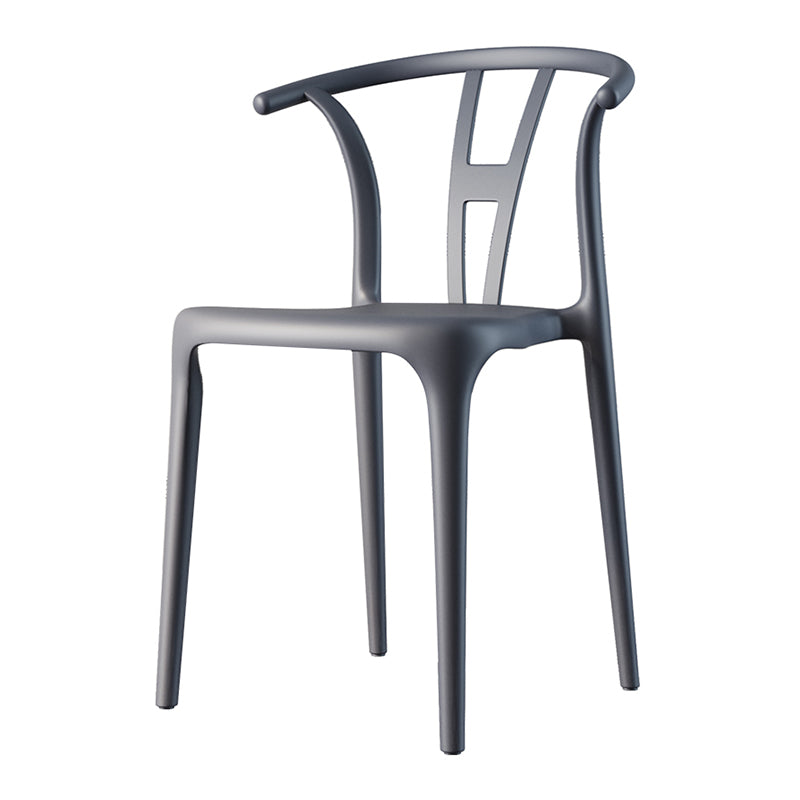 Scandinavian Plastic Dining Room Chair Slat Back Stacking Side Chair