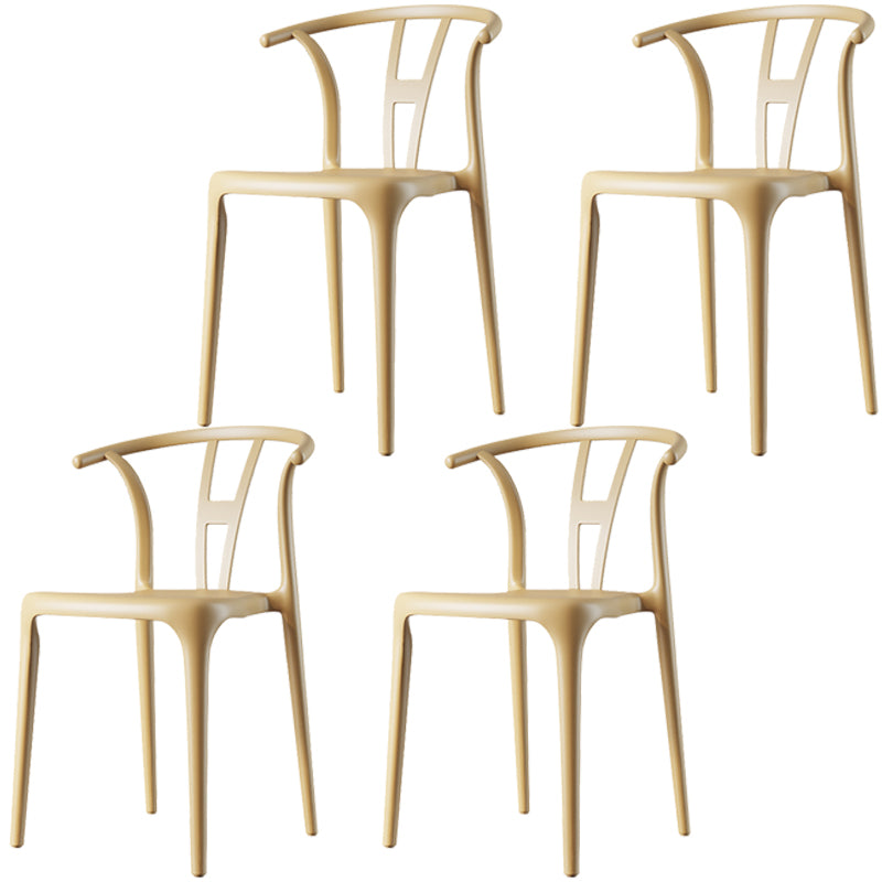 Scandinavian Plastic Dining Room Chair Slat Back Stacking Side Chair