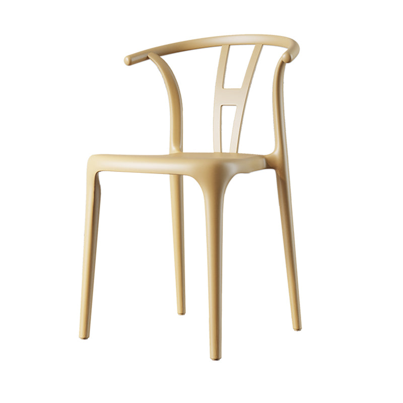 Scandinavian Plastic Dining Room Chair Slat Back Stacking Side Chair