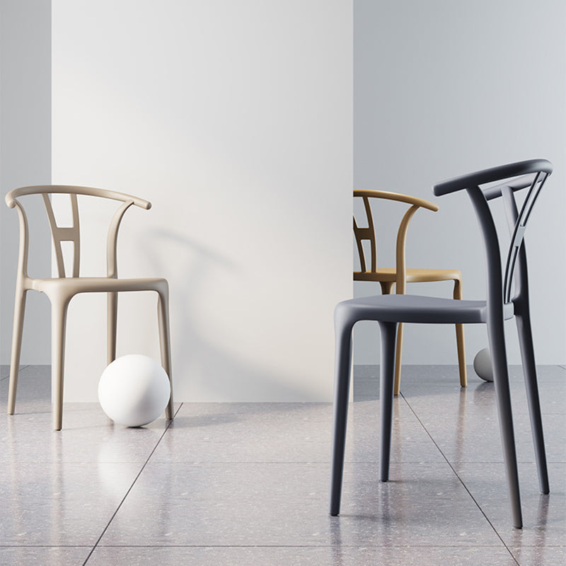Scandinavian Plastic Dining Room Chair Slat Back Stacking Side Chair