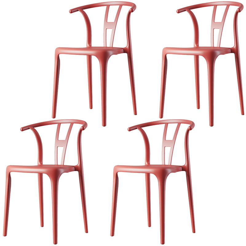 Scandinavian Plastic Dining Room Chair Slat Back Stacking Side Chair