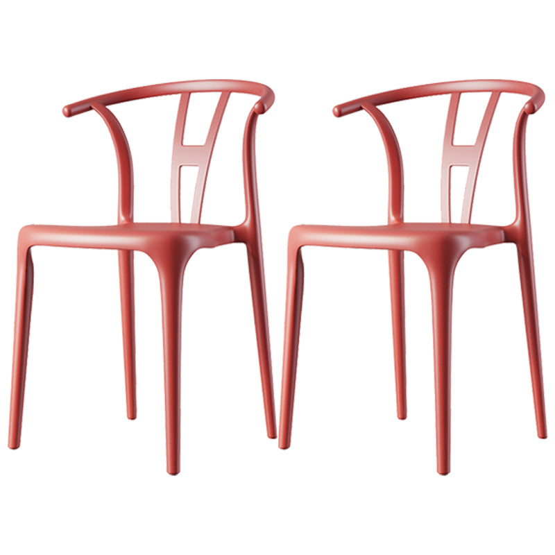 Scandinavian Plastic Dining Room Chair Slat Back Stacking Side Chair