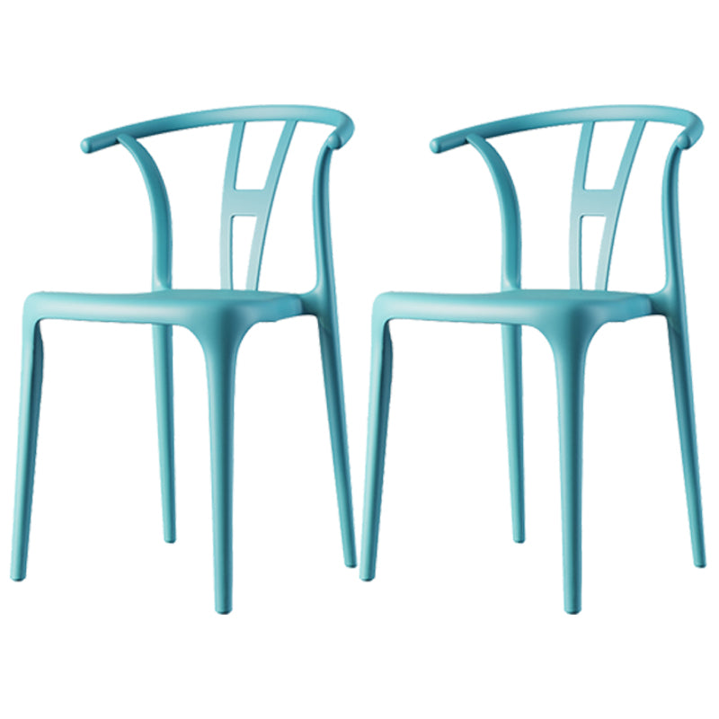Scandinavian Plastic Dining Room Chair Slat Back Stacking Side Chair