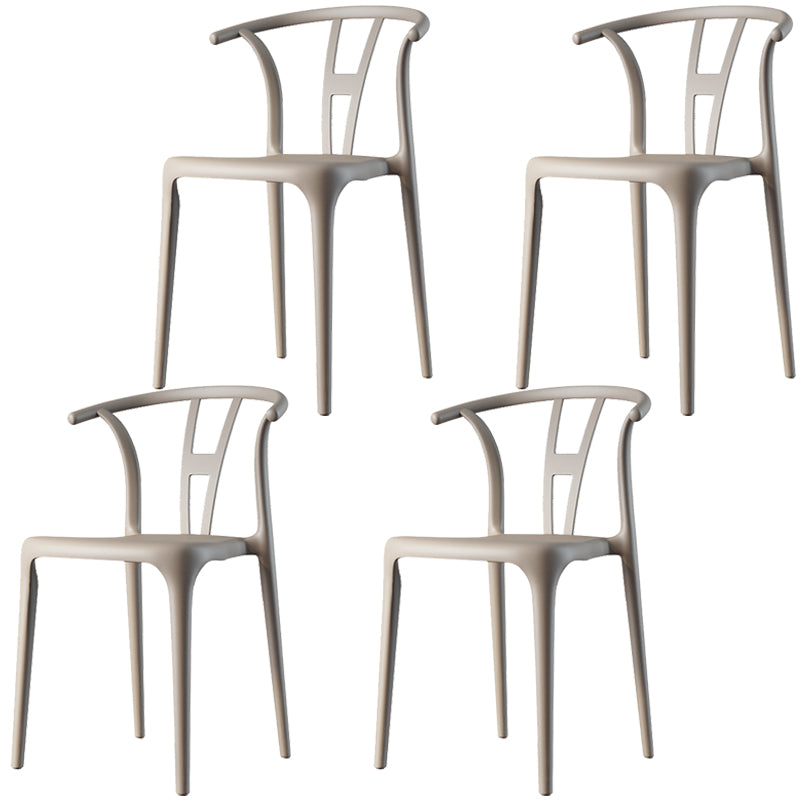 Scandinavian Plastic Dining Room Chair Slat Back Stacking Side Chair