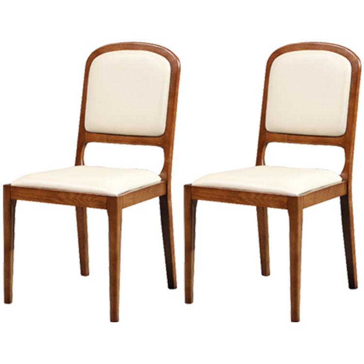 Nordic Style Armless Chair Wood Open Back Dining Side Chair with Upholstered