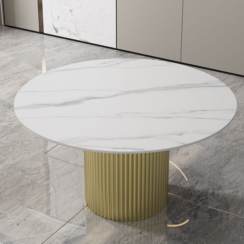 Glam 1/7 Pieces Dining Set Circular Stone Dining Table for Kitchen