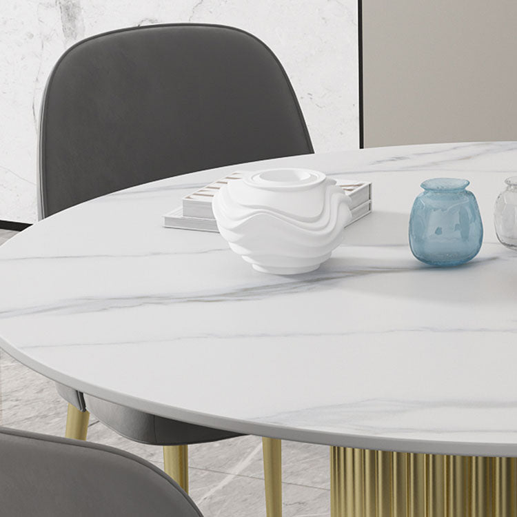 Glam 1/7 Pieces Dining Set Circular Stone Dining Table for Kitchen
