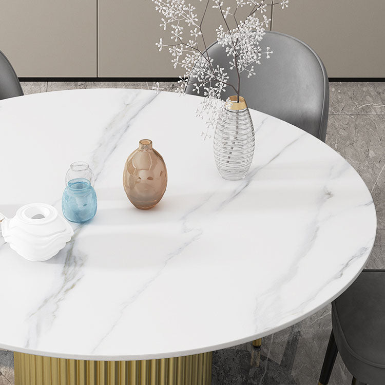 Glam 1/7 Pieces Dining Set Circular Stone Dining Table for Kitchen