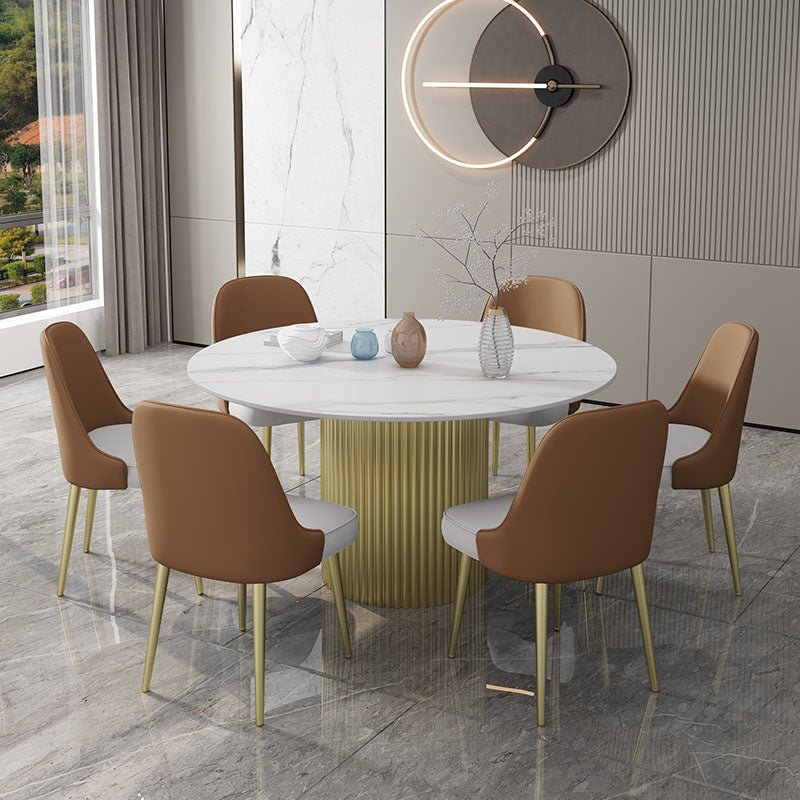 Glam 1/7 Pieces Dining Set Circular Stone Dining Table for Kitchen