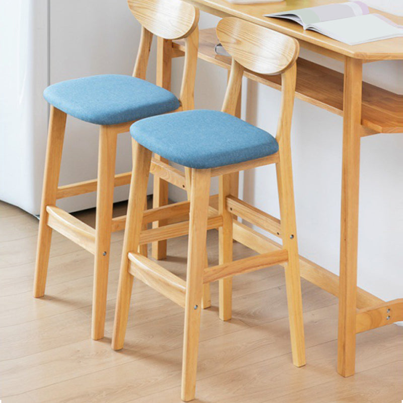 Minimalist Style Wooden Barstool for Home Use Upholstered Stools with Cushion