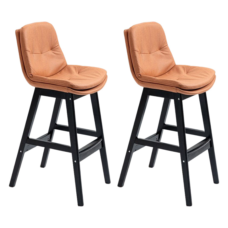 Scandinavian Upholstered Footrest Low Back Stool 27.95'' Rubberwood Bar Stool