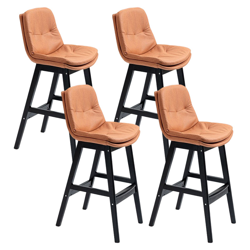Scandinavian Upholstered Footrest Low Back Stool 27.95'' Rubberwood Bar Stool