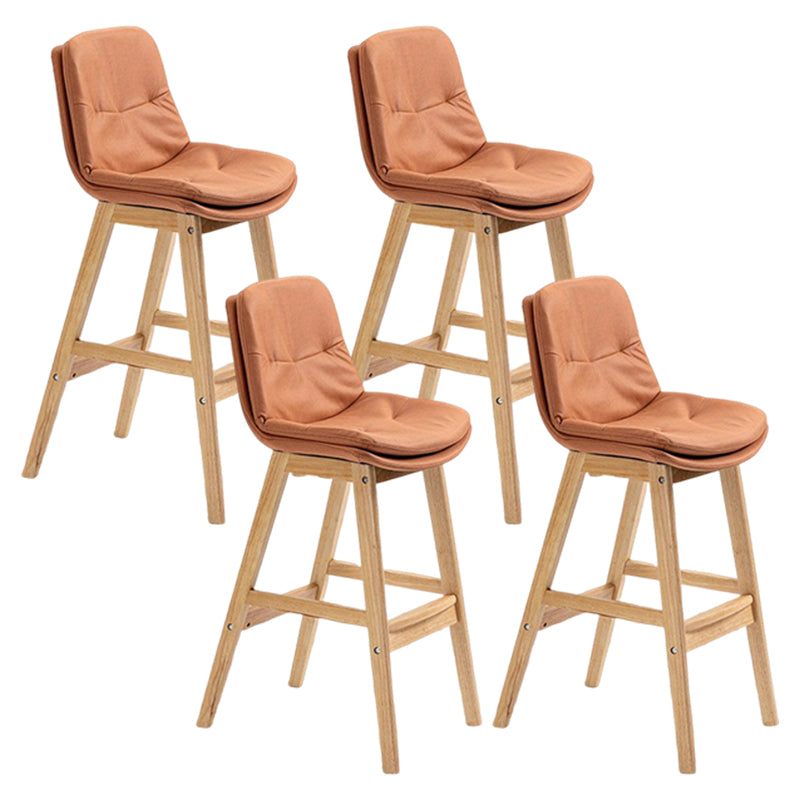 Scandinavian Upholstered Footrest Low Back Stool 27.95'' Rubberwood Bar Stool