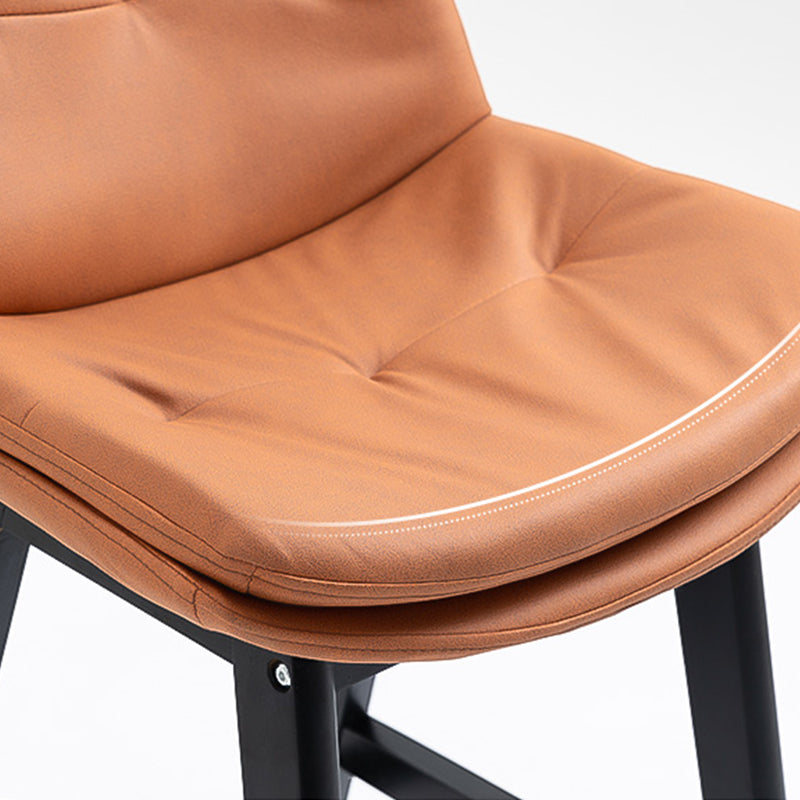 Scandinavian Upholstered Footrest Low Back Stool 27.95'' Rubberwood Bar Stool