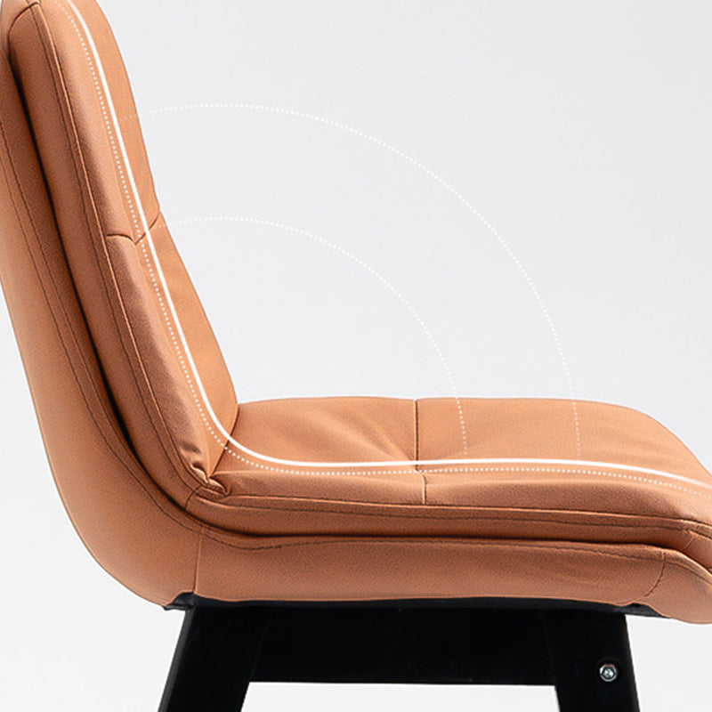 Scandinavian Upholstered Footrest Low Back Stool 27.95'' Rubberwood Bar Stool