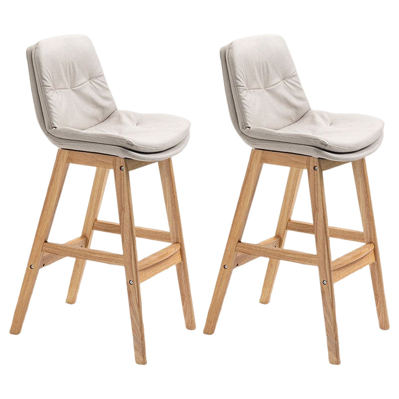Scandinavian Upholstered Footrest Low Back Stool 27.95'' Rubberwood Bar Stool