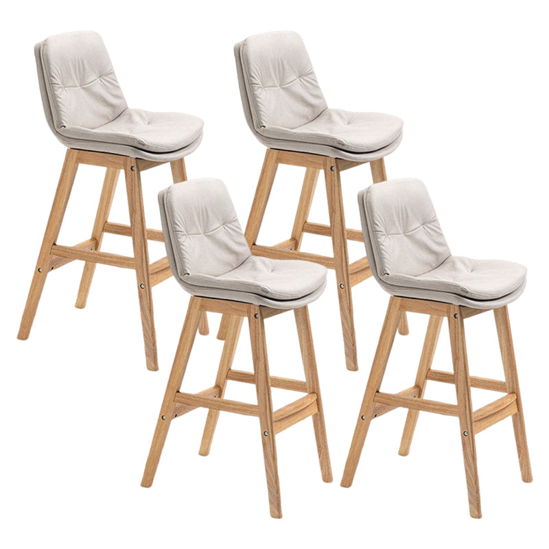 Scandinavian Upholstered Footrest Low Back Stool 27.95'' Rubberwood Bar Stool