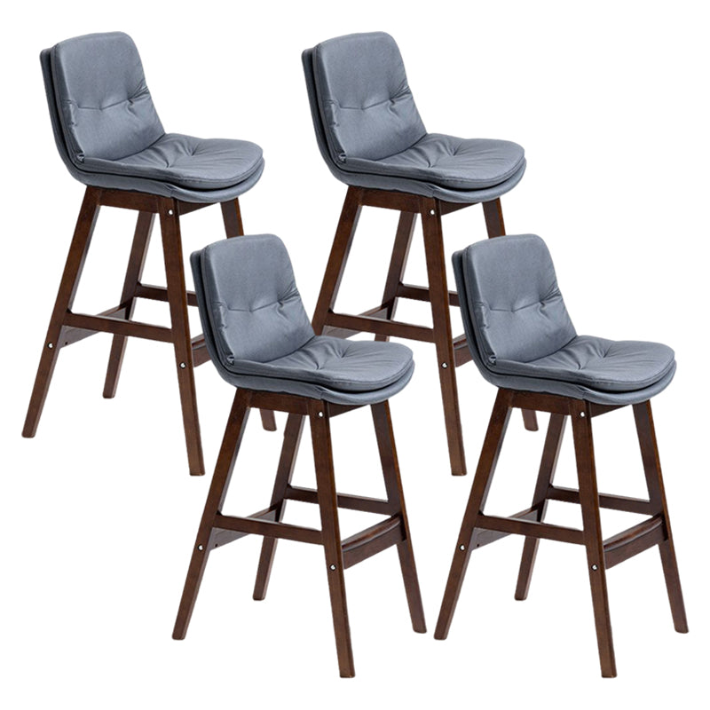 Scandinavian Upholstered Footrest Low Back Stool 27.95'' Rubberwood Bar Stool