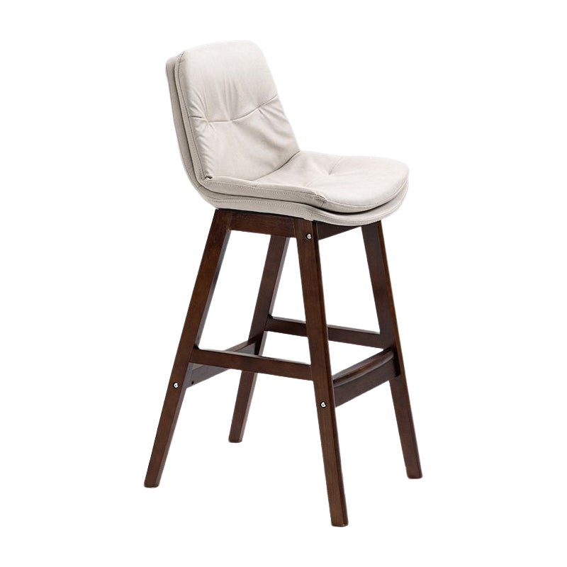 Scandinavian Upholstered Footrest Low Back Stool 27.95'' Rubberwood Bar Stool