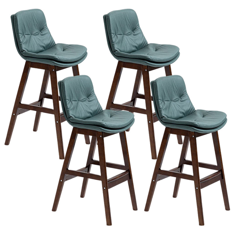 Scandinavian Upholstered Footrest Low Back Stool 27.95'' Rubberwood Bar Stool