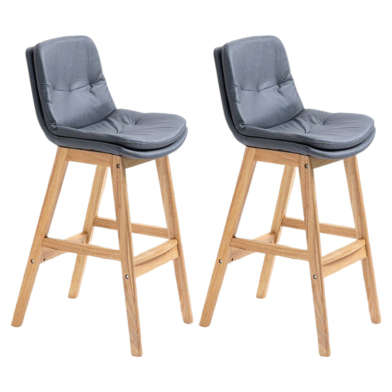 Scandinavian Upholstered Footrest Low Back Stool 27.95'' Rubberwood Bar Stool