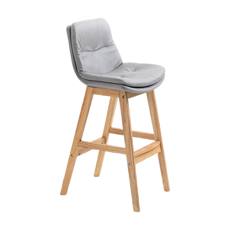 Scandinavian Upholstered Footrest Low Back Stool 27.95'' Rubberwood Bar Stool