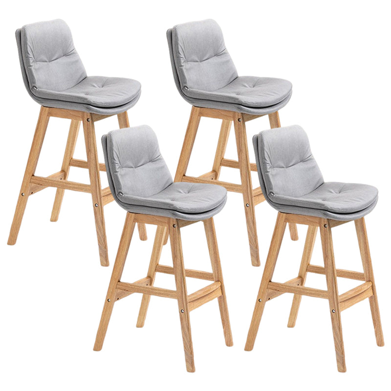 Scandinavian Upholstered Footrest Low Back Stool 27.95'' Rubberwood Bar Stool