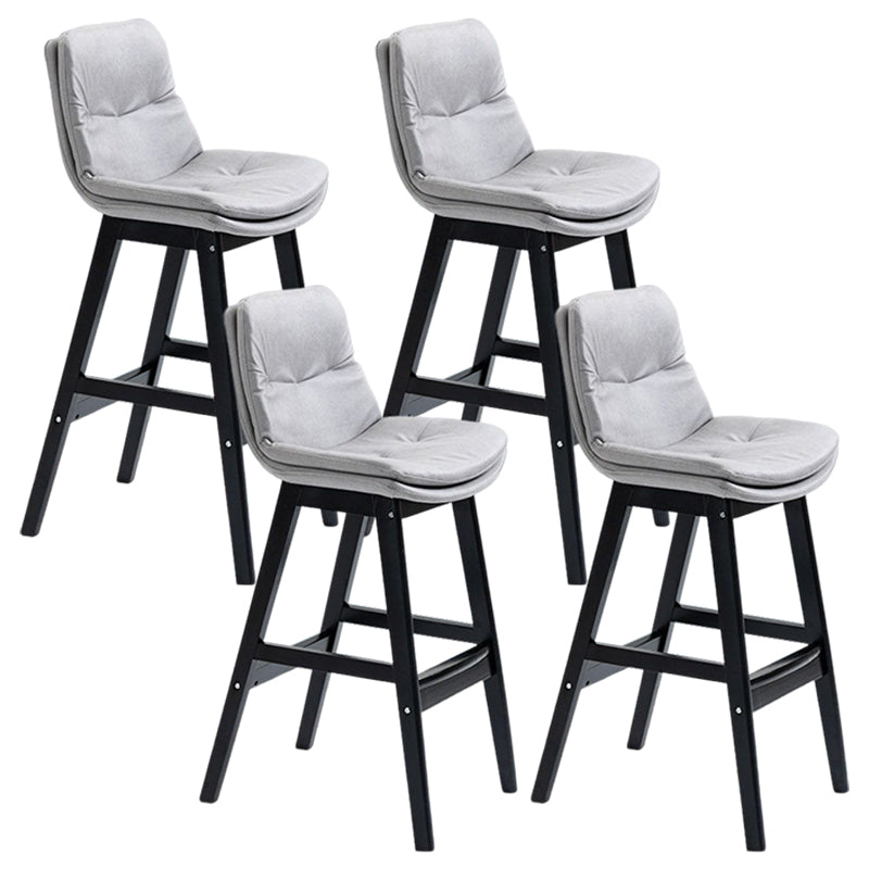 Scandinavian Upholstered Footrest Low Back Stool 27.95'' Rubberwood Bar Stool