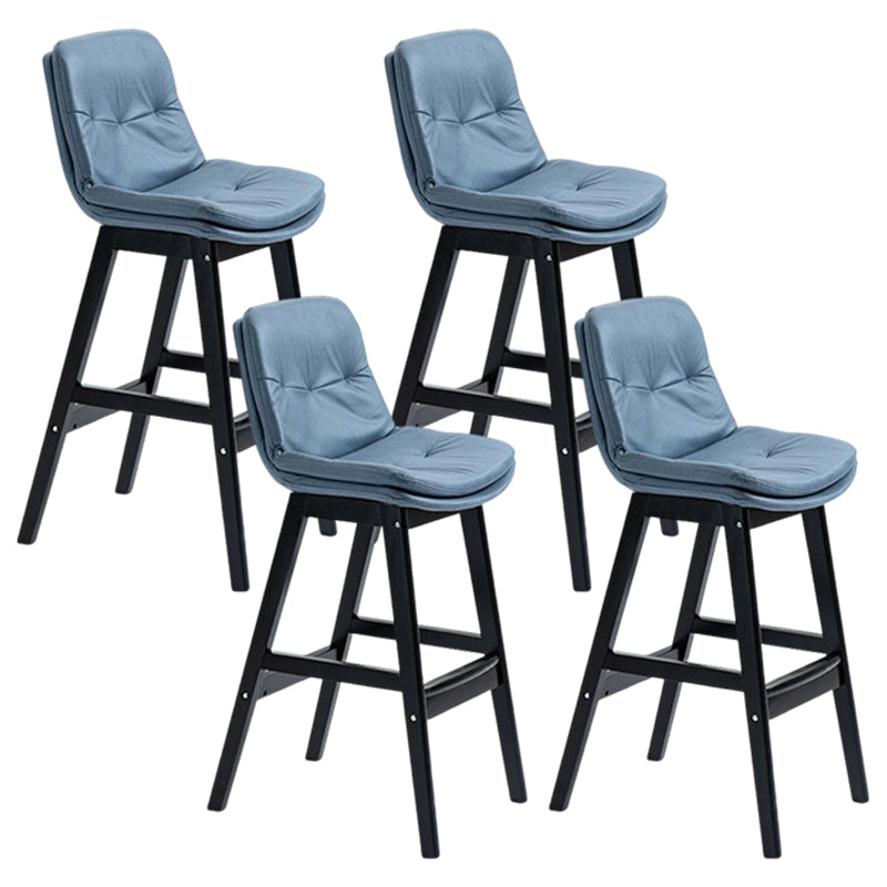 Scandinavian Upholstered Footrest Low Back Stool 27.95'' Rubberwood Bar Stool
