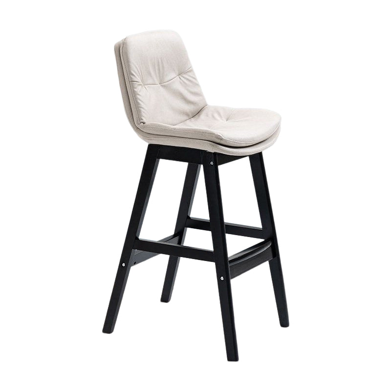 Scandinavian Upholstered Footrest Low Back Stool 27.95'' Rubberwood Bar Stool