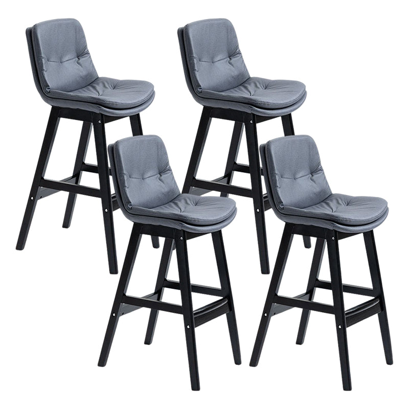 Scandinavian Upholstered Footrest Low Back Stool 27.95'' Rubberwood Bar Stool