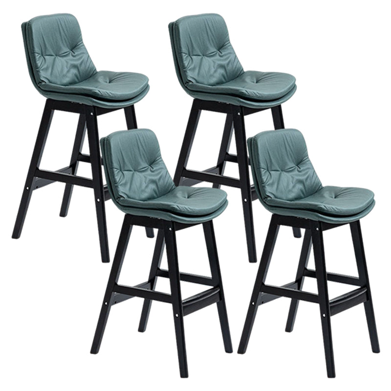 Scandinavian Upholstered Footrest Low Back Stool 27.95'' Rubberwood Bar Stool