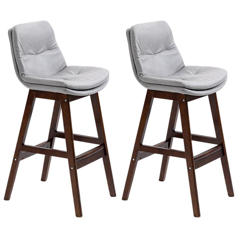 Scandinavian Upholstered Footrest Low Back Stool 27.95'' Rubberwood Bar Stool
