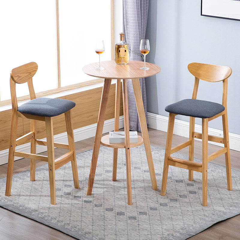 Footrest Wood Upholstered Bar Stool Matte Finish 28.74'' Low Back Stool