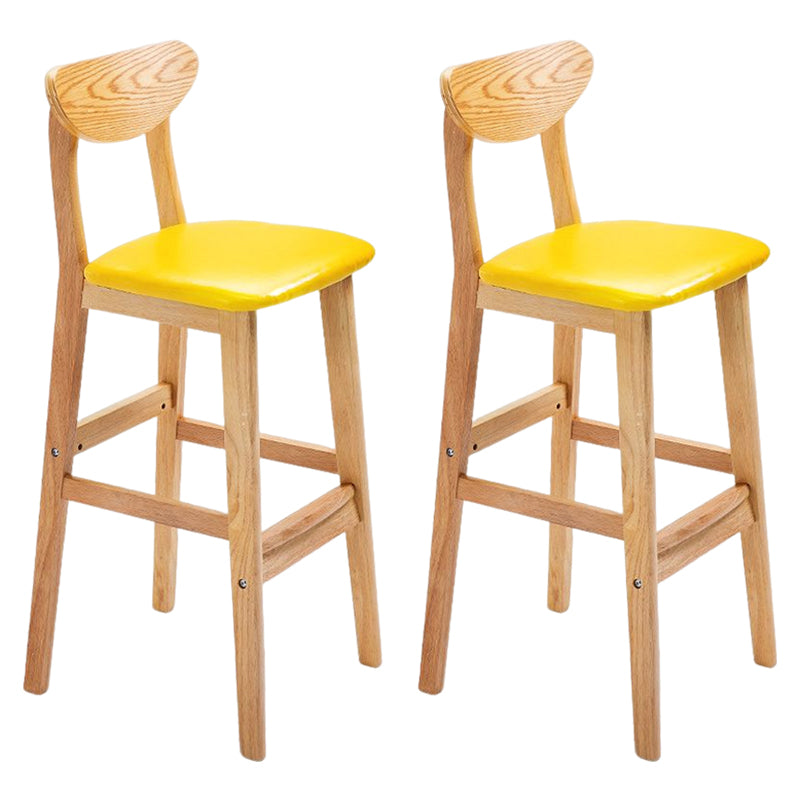 Footrest Wood Upholstered Bar Stool Matte Finish 28.74'' Low Back Stool