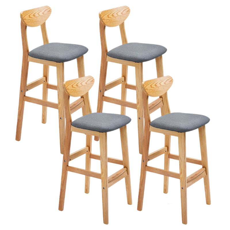 Footrest Wood Upholstered Bar Stool Matte Finish 28.74'' Low Back Stool