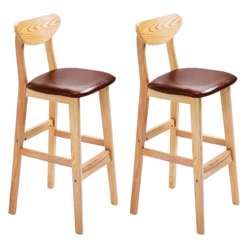 Footrest Wood Upholstered Bar Stool Matte Finish 28.74'' Low Back Stool