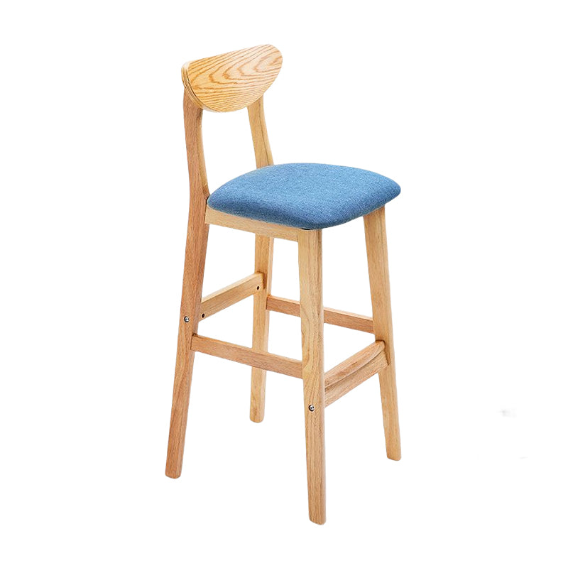 Footrest Wood Upholstered Bar Stool Matte Finish 28.74'' Low Back Stool