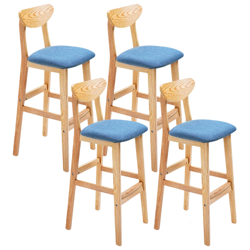 Footrest Wood Upholstered Bar Stool Matte Finish 28.74'' Low Back Stool