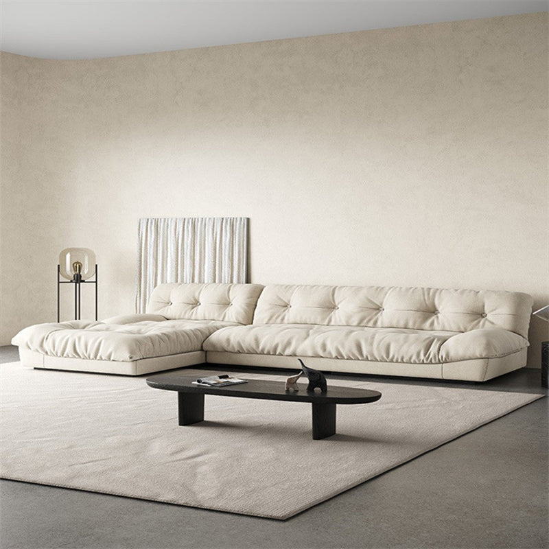 Modern Tufted Back Sofa Sectional Cream Armless Sofa and Chiase