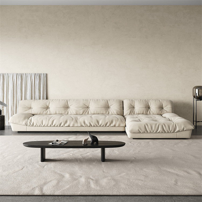 Modern Tufted Back Sofa Sectional Cream Armless Sofa and Chiase