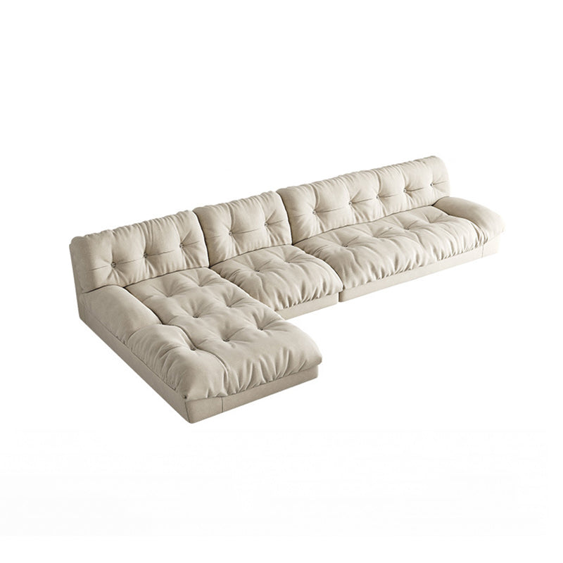 Modern Tufted Back Sofa Sectional Cream Armless Sofa and Chiase