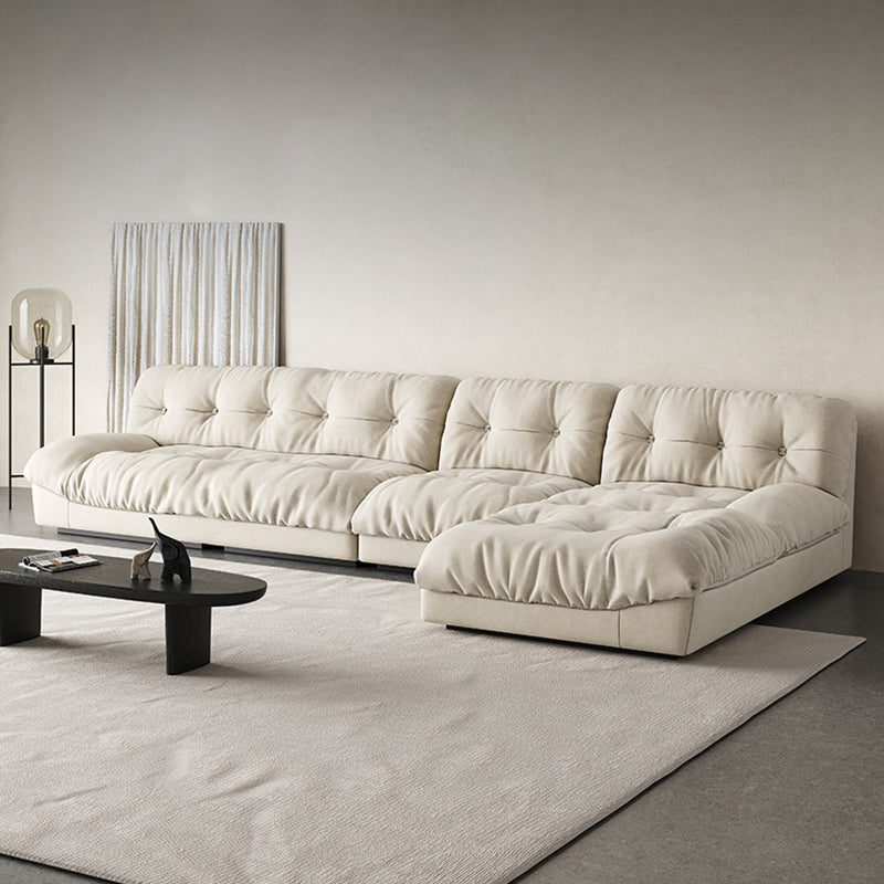 Modern Tufted Back Sofa Sectional Cream Armless Sofa and Chiase