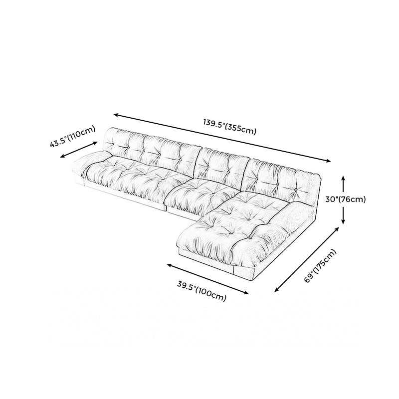 Modern Tufted Back Sofa Sectional Cream Armless Sofa and Chiase