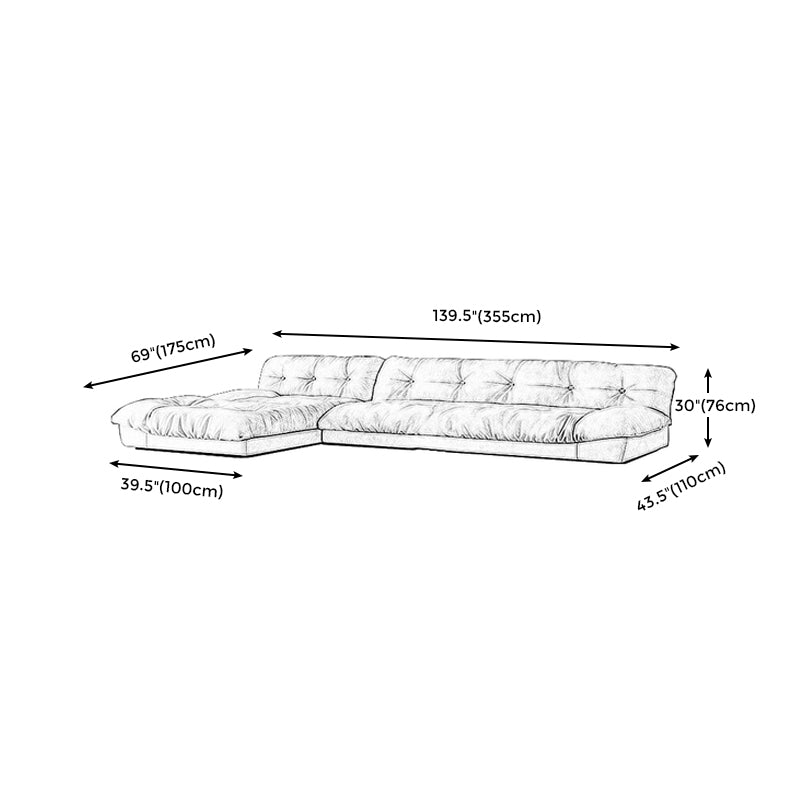 Modern Tufted Back Sofa Sectional Cream Armless Sofa and Chiase