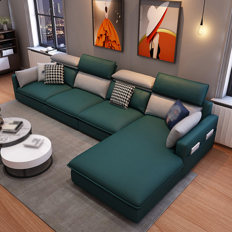 L-Shape Faux leather Square Arm High Back Sectional with Stain-Resistant and Storage