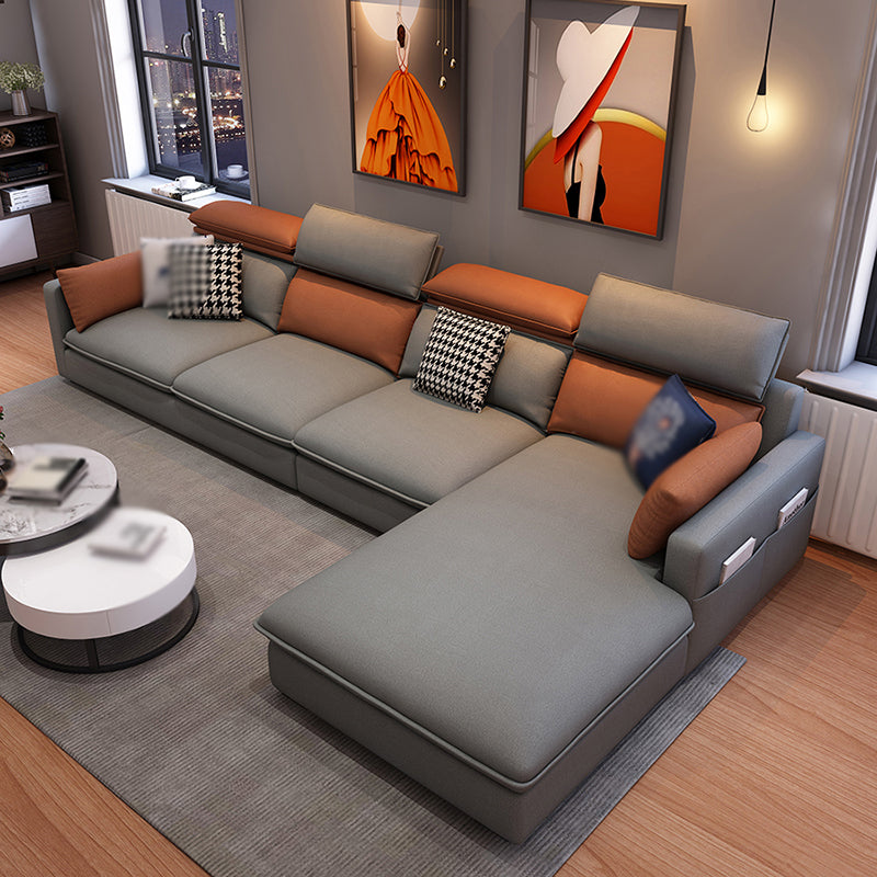 L-Shape Faux leather Square Arm High Back Sectional with Stain-Resistant and Storage